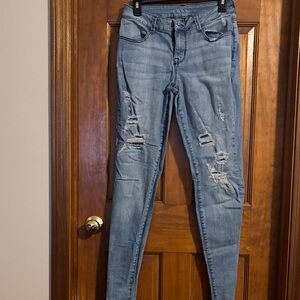 Maurices Light Blue Ripped Skinny Jeans